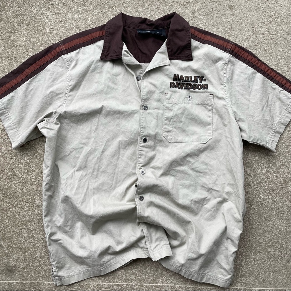 Vintage Harley-Davidson Men's Casual Button Down Collar T-Shirt